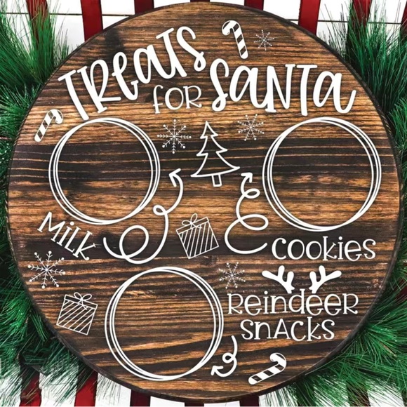 Wooden “Treats for Santa” tray, 11.8” circle - Picture 3 of 5